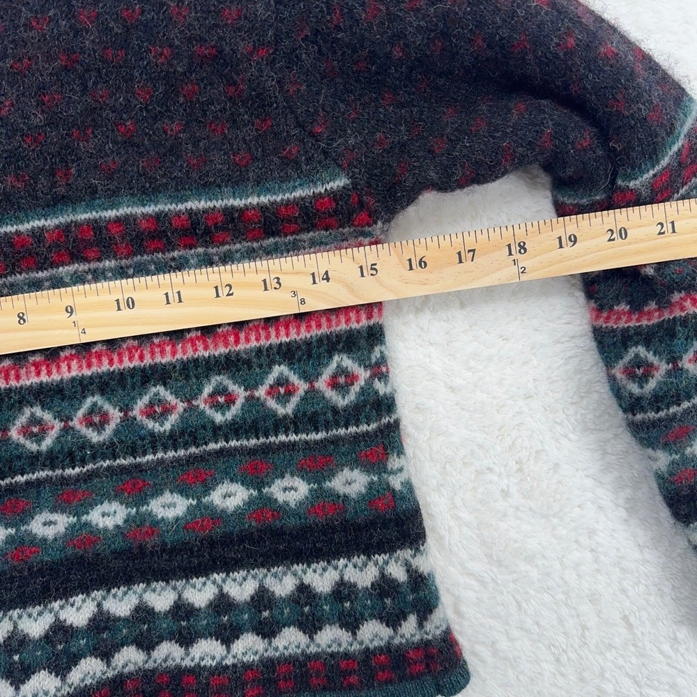 vtg LL BEAN SHETLAND WOOL FAIR ISLE KNIT SWEATER Fits XXS Cottagecore Grannycore - Picture 6 of 8